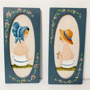 Boy Toilet Girl Toilet Hand Painted Wall Art